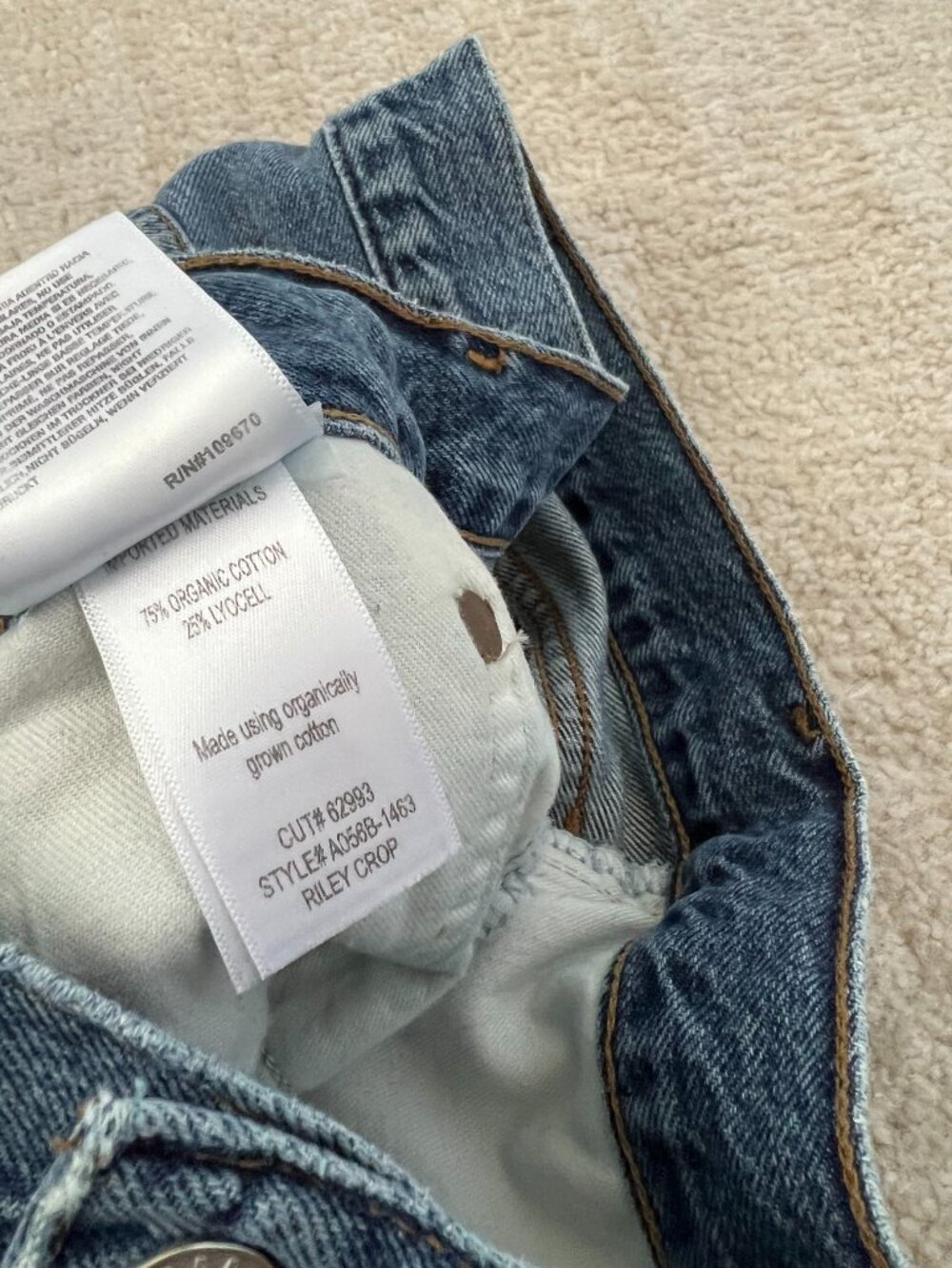 Agolde Riley High Rise Crop Jeans 27 Blue Distressed - Picture 11 of 11